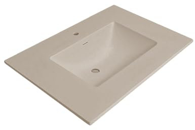 25/31/37 Solid Surface Polyurethane Resin Streamline Vanity Top with Sink-Durable, Consistent Cappuccino Color, Easy-to-Clean, Built-in Overflow, Single-Hole Faucet Mount (31Wx22D)