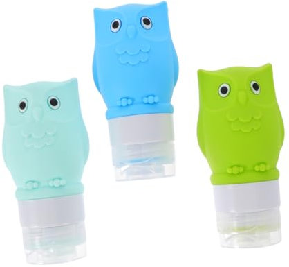 Owl Travel Refill Bottles Silicone PP 3pcs Squeeze Dispensers