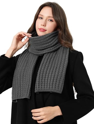 DonDon halsduk damer vinter sjal scarf stickad halsduk varm mjuk - Mörkgrå
