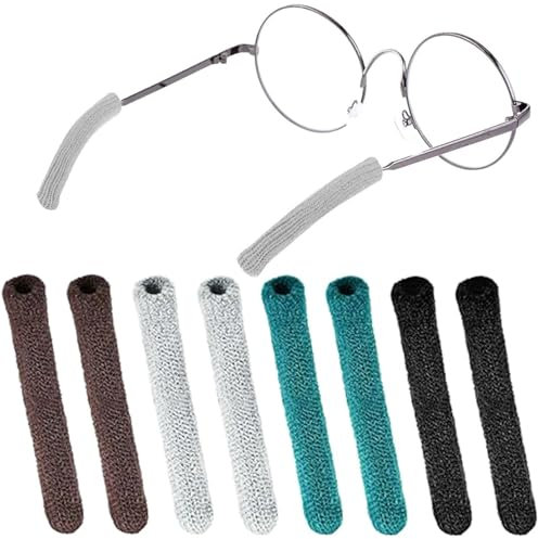 4 pairs Glasses Ear Cushions Eyeglass Ear Cushions, Soft Knitted Cotton Anti Slip Temple Pads Eyeglass Temple Tips Eyeglass Pads Behind The Ear Eyewear Retainer Glasses Arm Sleeve Glasses Ear Cushio