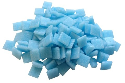 Zimasi Glasmosaik 1x1cm Hell-Azurblau 900 g | Glassteine zum Basteln & DIY, Bastelset mit Mosaiksteinen für Erwachsene & Kinder, Für kreative Projekte, ca. 1350 Stück