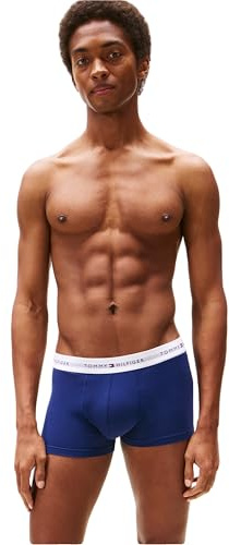 Tommy Hilfiger Calzoncillos bóxer Pack de 3 Hombre Trunks con Logotipo en la Cintura, Multicolor (Prpy Nvy/Util Sage/Newsprint), L