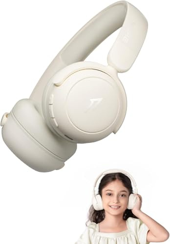 1MORE HQ20 Kids Headphones Wireless, 75/85/90dB Volume Limited, 65H Playtime, Bluetooth 5.3, Built-in Mic, Foldable Over Ear Headphones for Childrens/Tablet/Phone/PC/School/Travel, White