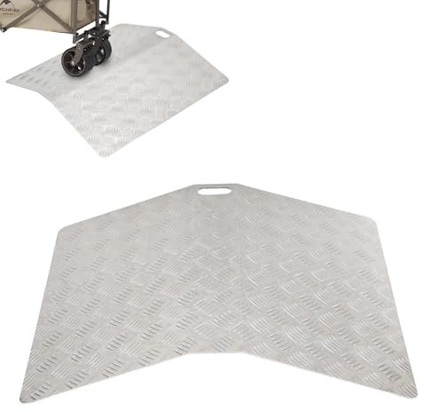 Hebitod Rampa per soglia in alluminio, antiscivolo, per sedia a rotelle, per sedia a rotelle, capacità di carico 270 kg, rampe a ponte, 100 x 70 x 10 cm