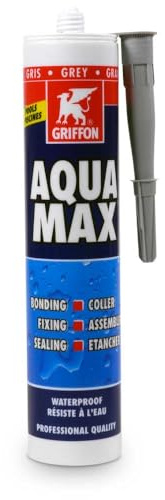 Griffon AQUA MAX Konstruktions- und Dichtklebstoff SMP-Polymer - Wasserfest und Lösemittelfrei - Für Schwimmbadbau Teichbau Nasszellen und Landwirtschaft - UV- und Wetterbeständig (Grau)