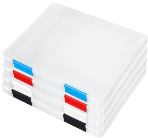 GREOHNMPAW 4er-Pack A4-Dateiboxen, Transparente Dokumentenaufbewahrungsbox Aus Kunststoff, für 8,5 X 11 Briefpapier, für Zeitschriftenordner