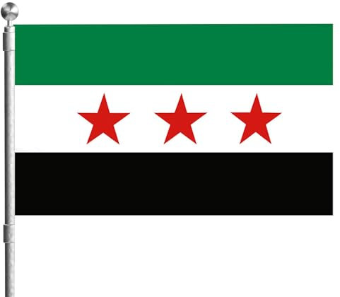 Syrien -Flagge mit Grommet 59x35in Digitaldruck Doppelgenähte syrische Flagge lebendige Polyester Unfleckige windbeständige Landflaggen für Paradesport -Event, Syrische Flagge