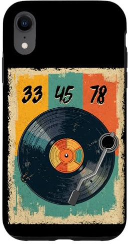 Tourne-disque vinyle rétro 33 45 78 tr/min pour amateur de DJ Coque pour iPhone XR