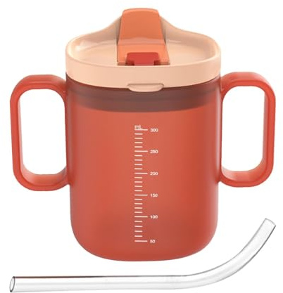 Auslaufsichere Becher - 300 Ml Auslaufsicherer Trinkbecher Mit Deckel Und Strohhalm | Schnabeltasse Senioren Mit Griffen | Futterbecher Für Patienten, Ältere Menschen, Mutterschaft, Behinderte