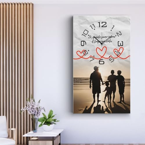 dodda - Quadro Personalizzato con Foto, Testo e Orologio con stampa in HD - Stampa Foto su Tela Personalizzata Idea Regalo Zii