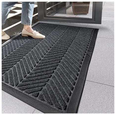 YYDSWTW Tappeto Tappeto della Porta Non Slip in Gomma spolla con la Polvere di Assorbimento dell'Acqua per la Porta d'ingresso all'aperto Grigio. 90 * 150cm