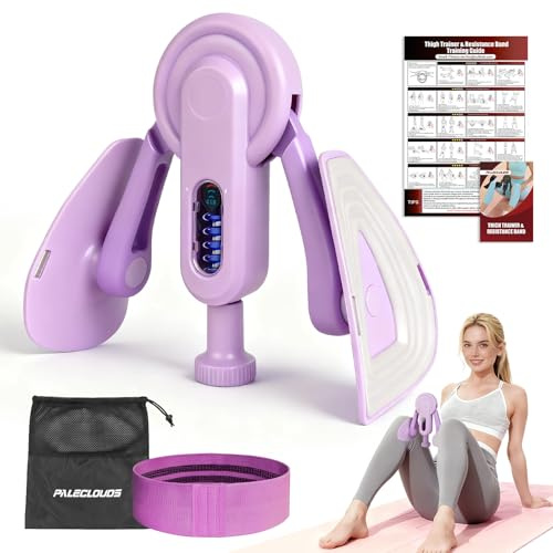 Thigh Master - Ejercitador de muslos para mujer, 10-100 libras/45 kg, entrenador de suelo pélvico de resistencia ajustable con banda para piernas y póster para ejercicio de Kegel, ejercitador interior
