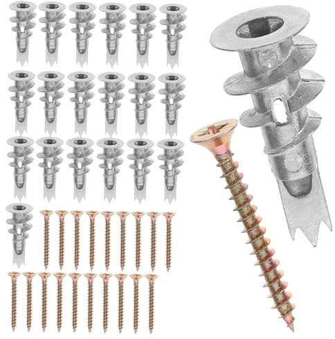 DIYEAH 20 set Tasselli Cartongesso Autoperforanti Set con Bulloni in Ferro Zincato a Filettatura per Ancoraggi Resistenti e Montaggio Rapido in Pareti Cave
