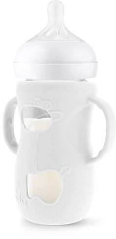 CGACCSD Housse pour biberon en verre - Housse d'alimentation avec poignées latérales, couverture protectrice pour l'alimentation des bébés lait eau