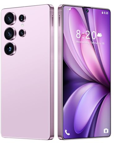S24 Ultra SIM-Free Unlocked Mobile Phones, Android 14, 7.3 Display Smartphone, 16GB RAM 1TB ROM, 8000mAh Battery Phone, 72MP 108MP Camera, 5G Dual Sim/Fingerprint/Face Unlock/GPS,Pink-7.3 Inch