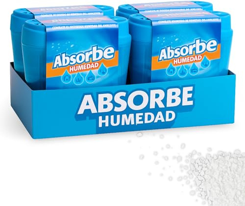 Deshumidificador, Absorbe Humedad, Atrapa Humedad Interior, Previene Condensación, Apto para Armarios, Cocina, Coche, Trasteros, Baños, Cajones, Caravanas, Barcos, Incluye Pack de 4 Botes
