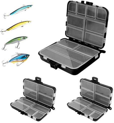 yqdnboi Caja de pesca de 3 unidades, caja de cebo portátil, caja de doble cara, caja de señuelos de pesca, caja de aparejos 2 en 1, caja de almacenamiento, wobblerbox