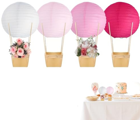 Papier Heißluftballon Laternen, Papierlaternen Holz Candy Boxen mit Stäbchen, Kreative Tischdekoration für Weihnachten, Geburtstag, Familientreffen