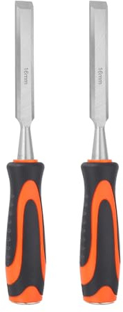 sourcing map 2pcs Wood Chisel 16mm CR-V Steel Beveled Edge Blade Wood Working Chisel Woodworking Tools with Plastic Handle for Carving Woodworking DIY Projects
