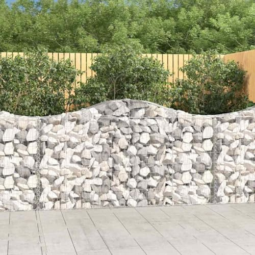 Arched Gabion Baskets 12 pcs 200x30x100/120 cm Galvanised Iron Decorative Sound-Insulating Garden Barrier Stable Construction Retaining Walls