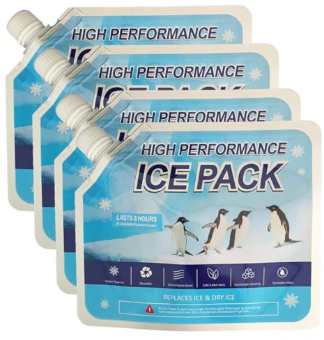 CATZUM Ghiaccio Gel Riutilizzabile (4 Pezzi) | Ghiaccioli Sottili Lunga Durata per Borsa Frigo, Termica | Impacchi Freddi ad Alte Prestazioni per Alimenti, Medicinali, Biberon
