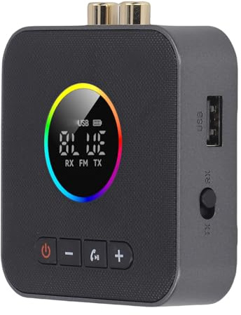 Zhjvihx Émetteur Récepteur Bluetooth 6.0, Adaptateur sans Fil 3 en 1 avec écran LED pour Haut-parleurs Stéréo Domestiques, TV, Prend en Charge 2 Appareils, Lecture USB, émetteur FM 3,5