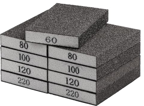 9 PCS Sanding Blocks, 5 Grits Sanding Sponge Wet and Dry Abrasive Pads | 5 Grits Sandpaper 60 80 100 120 220 Washable Reusable Sponge for Wood Drywall Metal Plastic Polishing DIY Home Improvement