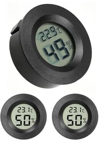 3 stycken digitala digitala digitala minihygrometer termometer inomhus, exakt fuktmätare och rumstermometer för vardagsrum, kontor, växthus, luftfuktighetsmätare svart
