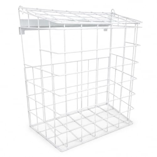 Large Letterbox Cage & Mail Catcher Basket for uPVC, Wood & Composite Doors | No-Drill Pet Safe Post Basket – Secure White Iron Letter Box Guard with Lift-Top