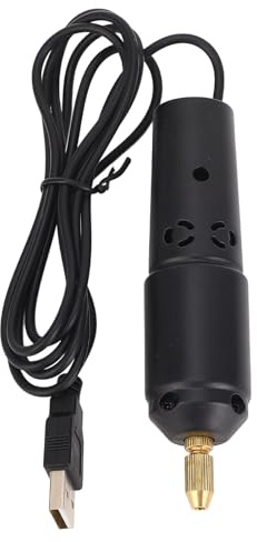 Wakects Taladro Manual con Tornillo de Banco, Microtaladro Eléctrico ABS, 5 V, 2 A, USB, Pequeño Taladro Manual con 10 Agujas y Llave para Resina Plástica, Madera, Fabricación de Joyas y Usuarios