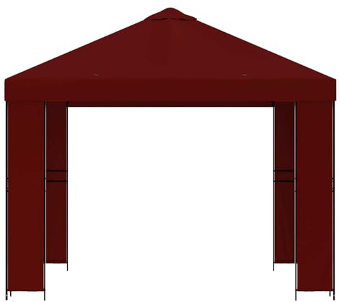 Padiglione 3 x 3 m Borgogna Poliestere e Acciaio 190 gsm | Resistente all'acqua e robusto telaio in acciaio, facile da montare, per terrazze e giardini
