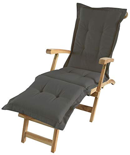 Spetebo Liegenauflage in braun/anthrazit - ca. 180 x 58 x 5 cm - Auflage für Deckchair, Liegestuhl usw.