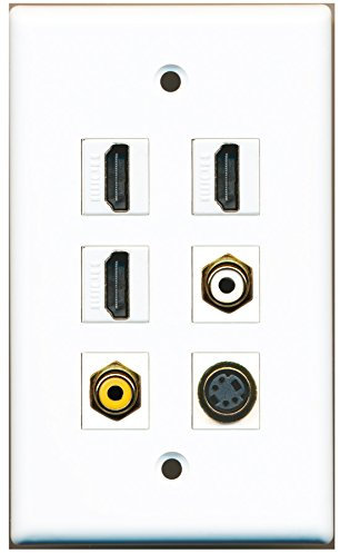 RiteAV – 3 HDMI 1 puerto RCA blanco 1 Puerto RCA amarillo 1 Puerto S-Video placa de pared