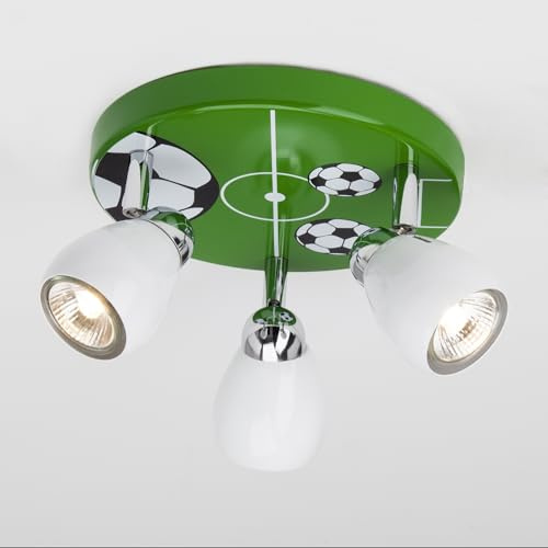 Lighbox Deckenstrahler mit Fußball Motiv Ø 31cm inkl. wechselbarer LED | Deckenstrahler mit Fußball Motiv Ø 31cm inkl. wechselbarer LED Leuchtmittel 3x3 Watt GU10, 3 x 300 Lumen, 3000 Kelvin,