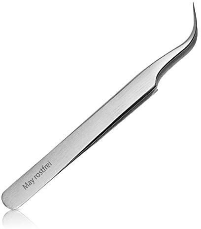 May Technische Pinzette gebogen spitz 12 cm Modellbau Edelstahl | Präzise, spitze Pinzette mit glatter Greiffläche für Modellbau und Elektronik