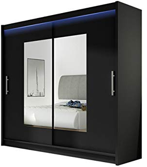 Mirjan24 Penderie avec Miroir London VII, Placard à Portes coulissantes Moderne 180 x 215 x 57 cm