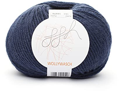 ggh Wollywasch - 100% Schurwolle (Superwash) - Wolle zum Stricken oder Häkeln - Lauflänge 125m auf 50g - Farbe 181 - Dunkelblau