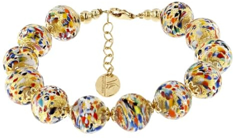 Venetiaurum - Bracciale per Donna Con Perle 12mm In Vetro Originale Di Murano E Argento 925 - Gioiello Made In Italy Certificato