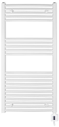 anapont Scaldasalviette elettrico da bagno 1175 x 600 cm, bianco dritto, funzione timer, scaldasalviette, scaldasalviette, scaldasalviette, prodotto in Germania