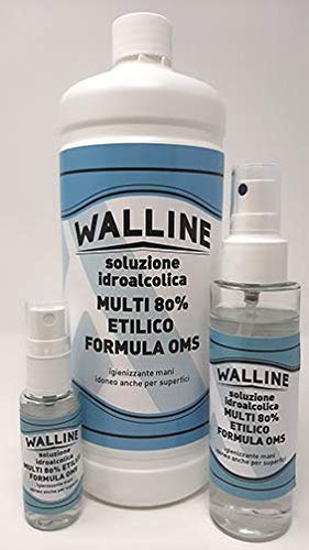 KIT Walline MULTIUSO - Soluzione Idroalcolica MULTI 80% ETILICO FORMULA OMS igienizzante mani idoneo anche per superfici