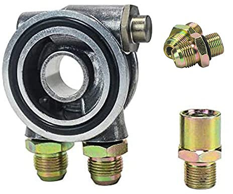 AN10 Ölfilter-Kühler, Sandwich-Adapter, Aluminium-Silber, Sandwich-Öl-Sensor-Adapter, Filter geeignet für Auto-Ersatzteile (AN10+3/4-UNF-16)
