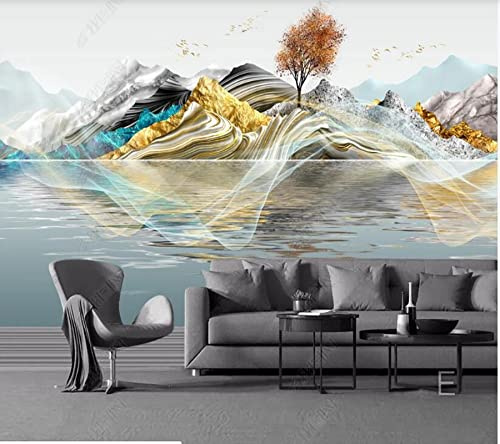 Frtmsticker Fotomurales Decorativos Pared 3D Color Montañas Árboles Fotomurales 3D Foto-Mural Papel Pintado Impermeable De Pvc Autoadhesivo ​Sala De Estar Dormitorio Tv Fond 140X70Cm