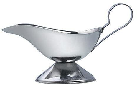 Liudan Salsera Barco de Salsa de Acero Inoxidable de 8oz con Salsa de Salsa de asa, Adecuado para Caldo, Salsa y Salsa de Pimienta Negra Jarra de Salsa