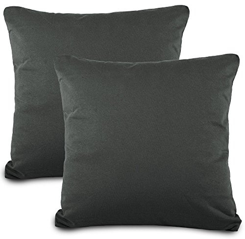 aqua-textil Classic Line Baumwoll Kissenbezug 2er-Set 50x75 anthrazit Kissen Bezug Reißverschluss Jersey Kissenhülle