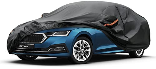 Kayme Autoabdeckung Wasserdicht Atmungsaktiv Passend für 2004-2024 Skoda Octavia, Vollgarage Autoplane für Sonne Staub Schutz, Auto Abdeckplane Faltgarage Abdeckung im Winter(3-7 Tage liefern)