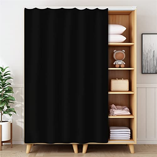 LIVEINU Schrankvorhänge für Küche, Kleiderschrank, Badezimmer, Staubdichter Vorhang für Regale, Wandpaneele, hängende Tür, Japanische Noren, Klettband Selbstklebend 80x140cm Schwarz