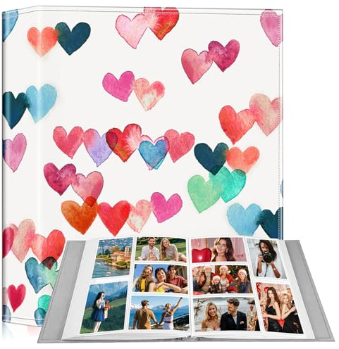 Fintie Photo Album 4x6 Photos - 300 Pockets Large Capacity Premium Vegan Leather Albums Book Cover for Family Wedding Anniversary Baby Vacation Pictures, Raining Hearts