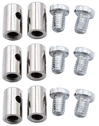 6 pcs/set SHLPDFM 6MM Solderless Cable Nipple Top Screw Type Solderless Nipples Compatible with Motorcycle Bicycle Motorbike Car Quad Wire