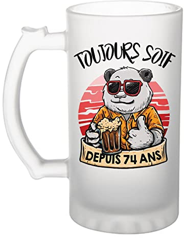Planetee Chope de bière 74 ans Toujours Soif| Idée Tasse Cadeau Femme Homme Famille Anniversaire Noël Pinte cervoise
