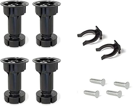 bricoleva.it Set 4 Piedi Regolabili Neri per Zoccolo Cucina - Piedi in Plastica con Clip di Fissaggio per Mobili Cucina - Altezza 12 cm e Regolazione di 2 cm